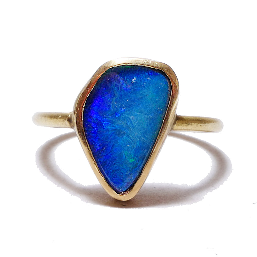 K18 boulder opal ring