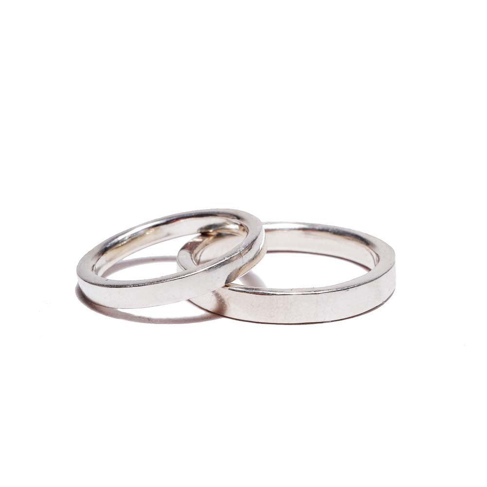 flat　silver<br>volume-pair ring